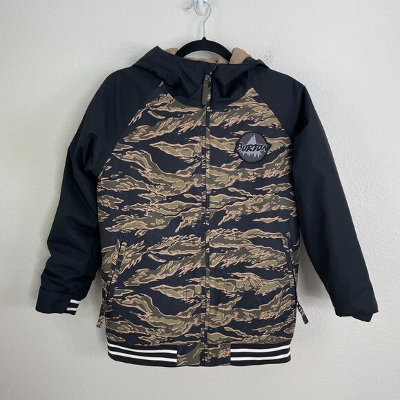 Burton Kids Medium US 10/12 Camouflage Hooded Snow Ski Jacket Snowboard DRYRIDE - Picture 1 of 10